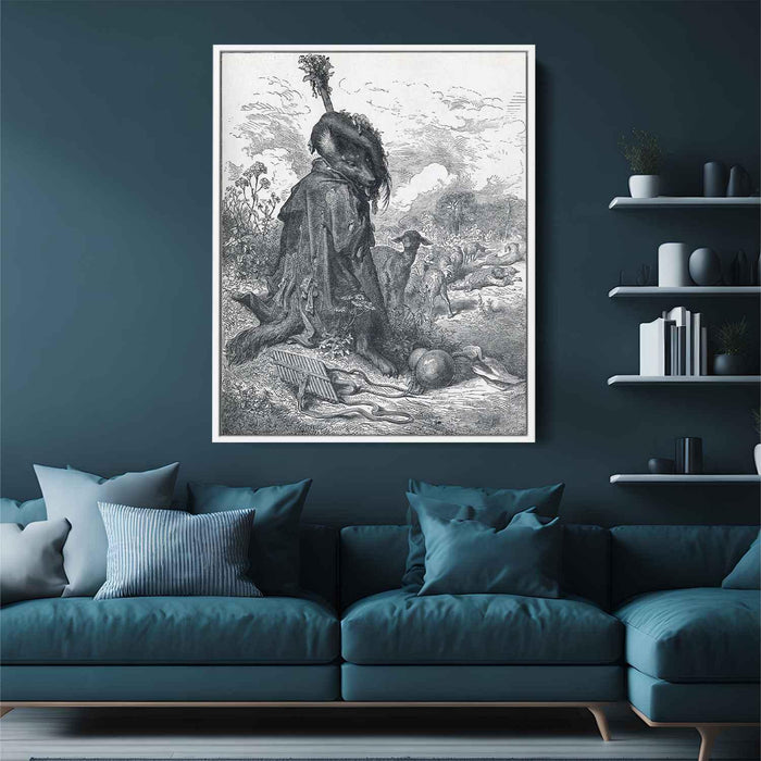 Shepherd wolf by Gustave Dore - Canvas Artwork