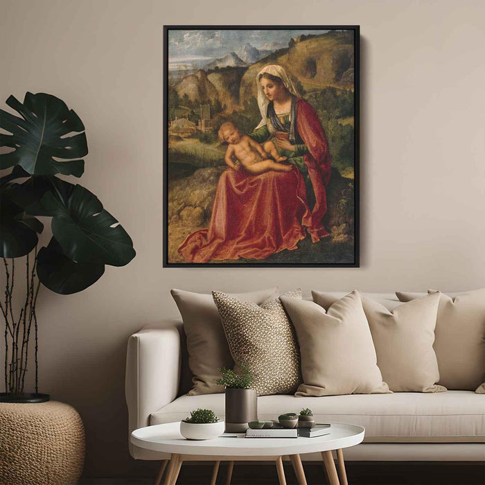 Madonna and Child in a Landscape (1504) by Giorgione - Canvas Artwork