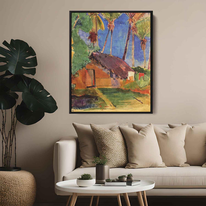 Hut under the coconut palms (1894) by Paul Gauguin - Canvas Artwork