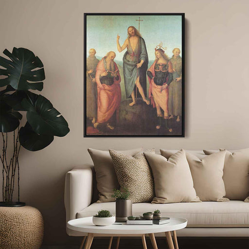 John the Baptist and four saints (1510) by Pietro Perugino - Canvas Artwork