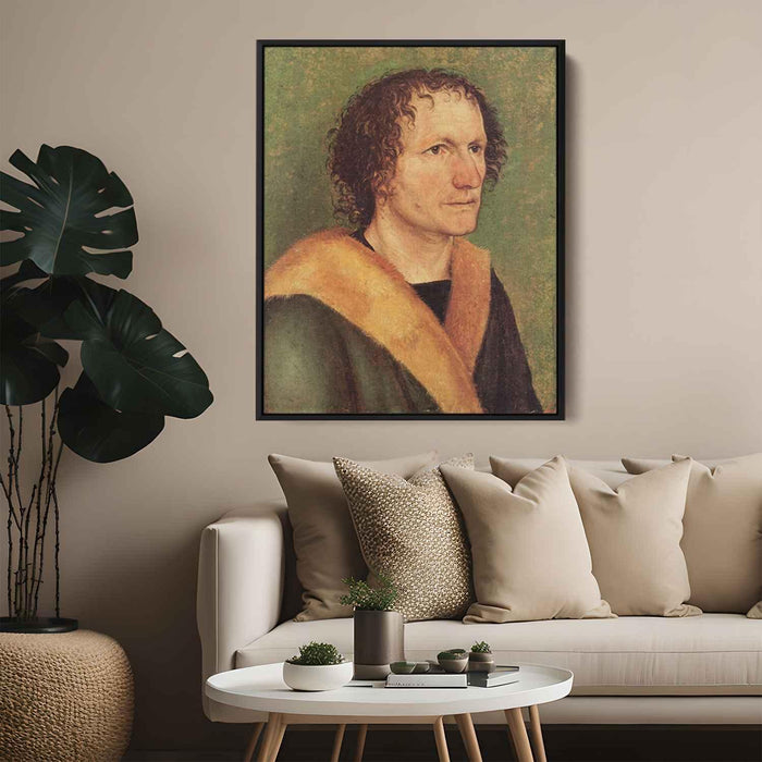 Male portrait before green base (1497) by Albrecht Durer - Canvas Artwork