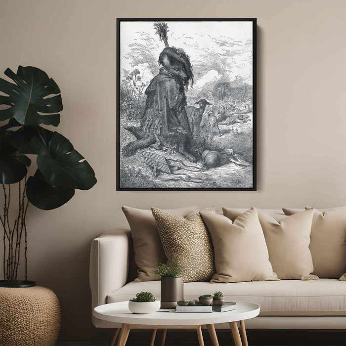 Shepherd wolf by Gustave Dore - Canvas Artwork