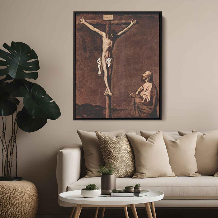 St. Luke as a Painter before Christ on the Cross (1660) by Francisco de Zurbaran - Canvas Artwork
