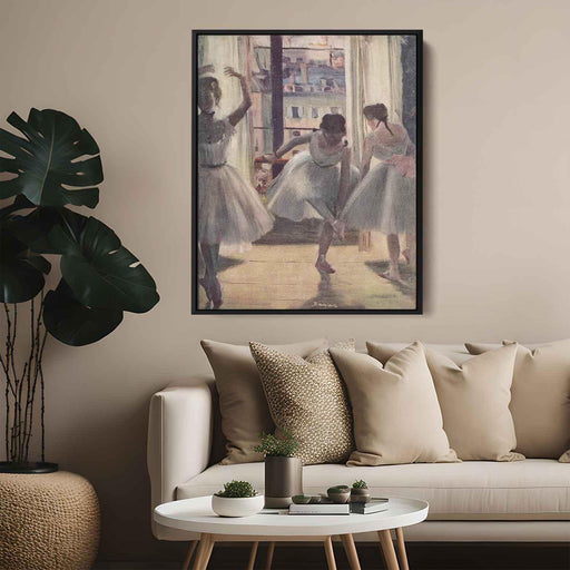 Three Dancers in an Exercise Hall (1880) by Edgar Degas - Canvas Artwork