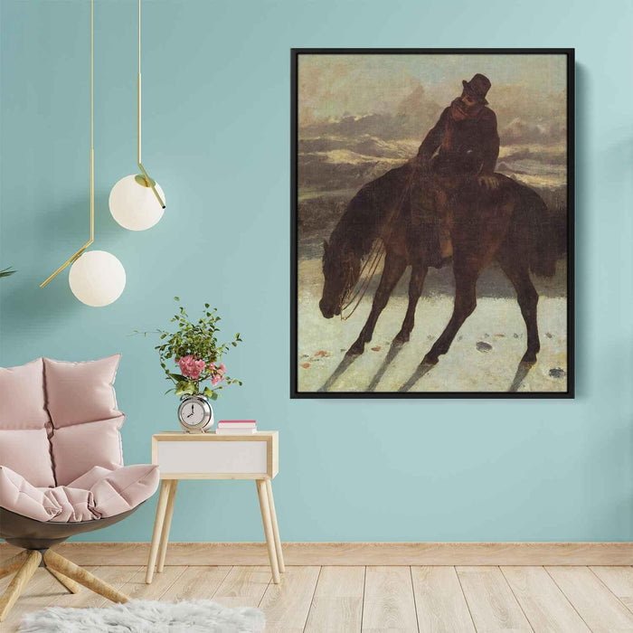 Hunter on Horseback, Redcovering the Trail by Gustave Courbet - Canvas Artwork