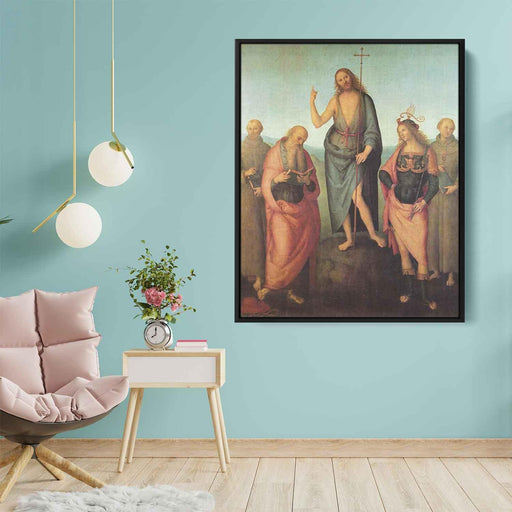 John the Baptist and four saints (1510) by Pietro Perugino - Canvas Artwork