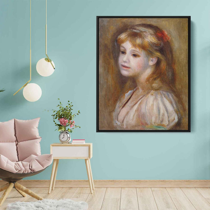 Little Girl with a Red Hair Knot (1890) by Pierre-Auguste Renoir - Canvas Artwork