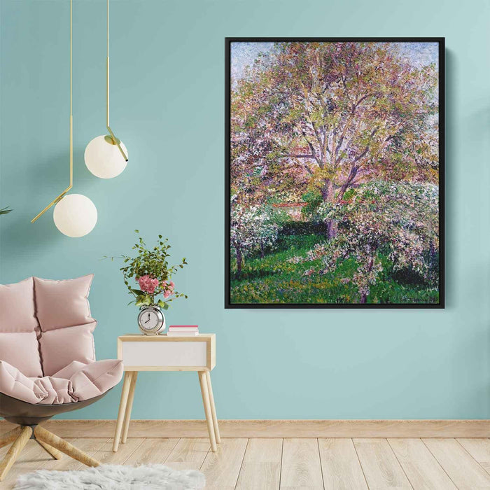 Wallnut and Apple Trees in Bloom at Eragny by Camille Pissarro - Canvas Artwork