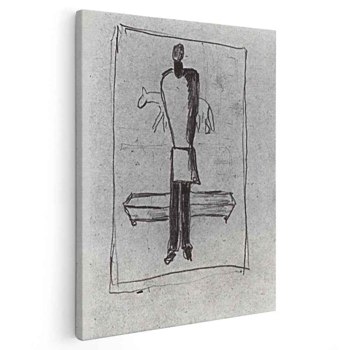 A man, a coffin, horse by Kazimir Malevich