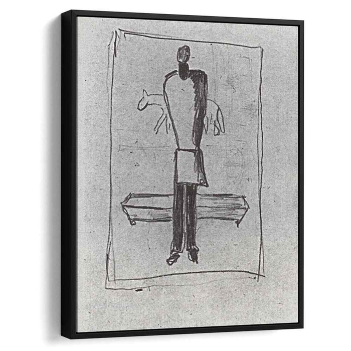 A man, a coffin, horse by Kazimir Malevich