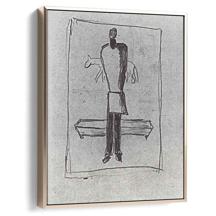 A man, a coffin, horse by Kazimir Malevich