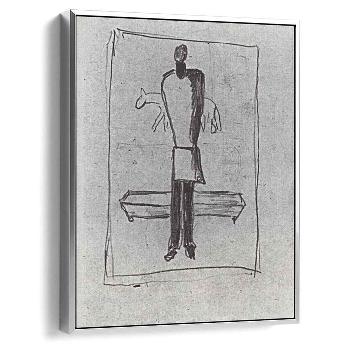 A man, a coffin, horse by Kazimir Malevich