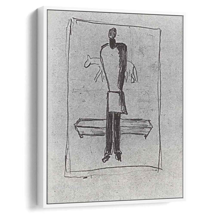 A man, a coffin, horse by Kazimir Malevich