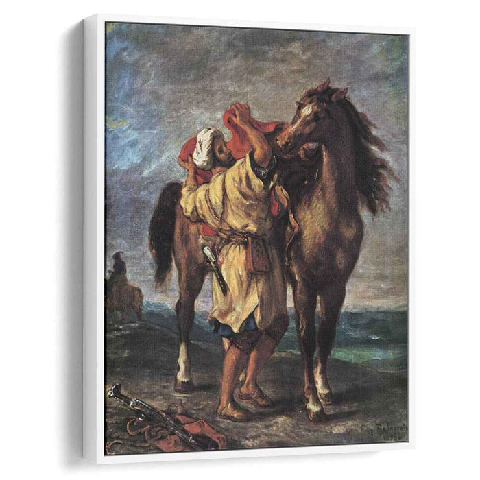 A Moroccan Saddling a Horse (1855) by Eugene Delacroix
