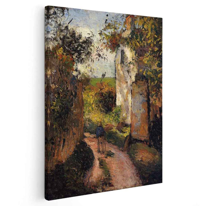 A Peasant in the Lane at Hermitage, Pontoise by Camille Pissarro