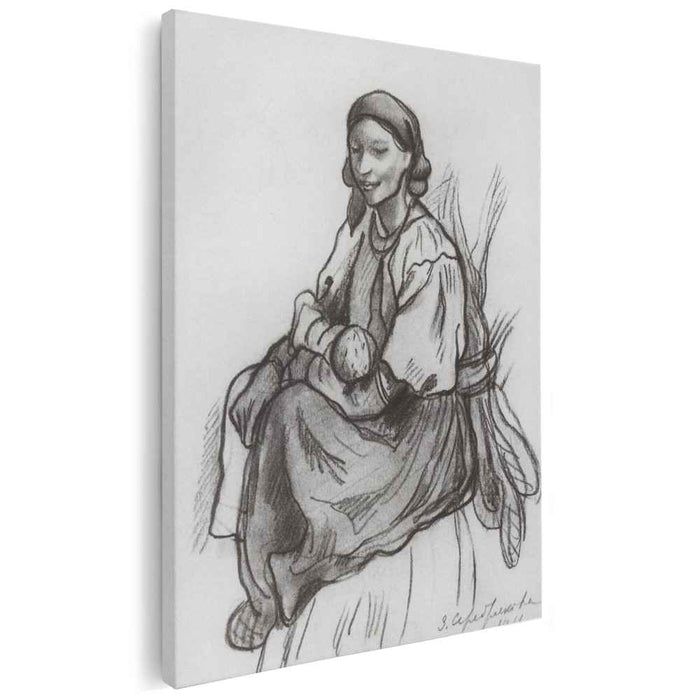 A peasant woman with a child (1916) by Zinaida Serebriakova