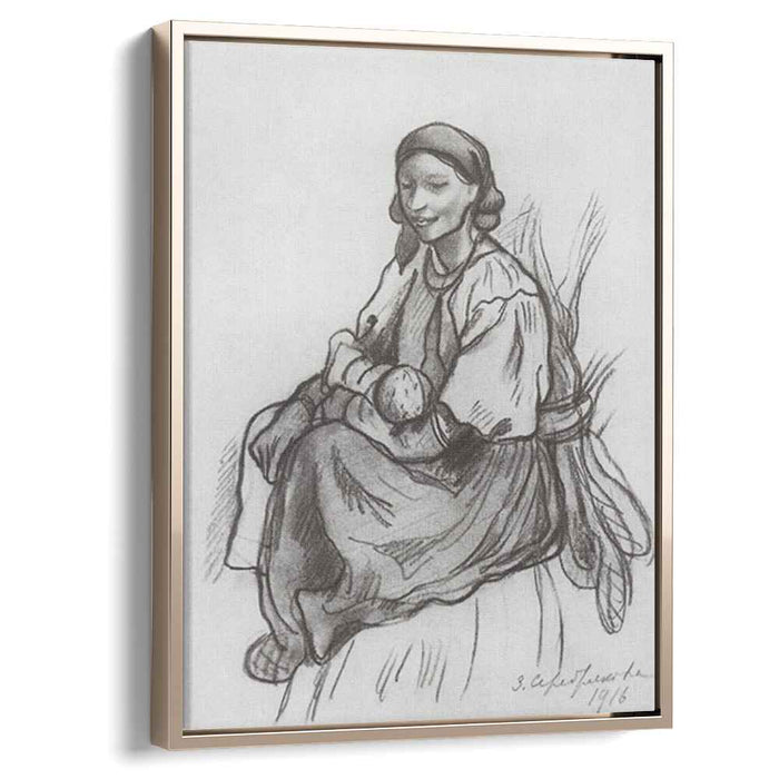 A peasant woman with a child (1916) by Zinaida Serebriakova