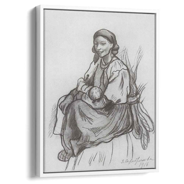 A peasant woman with a child (1916) by Zinaida Serebriakova