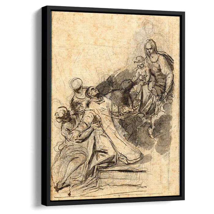 A saint kneeling and supported by angels, in ecstasy before the Virgin and Child on a Cloud by Bartolome Esteban Murillo