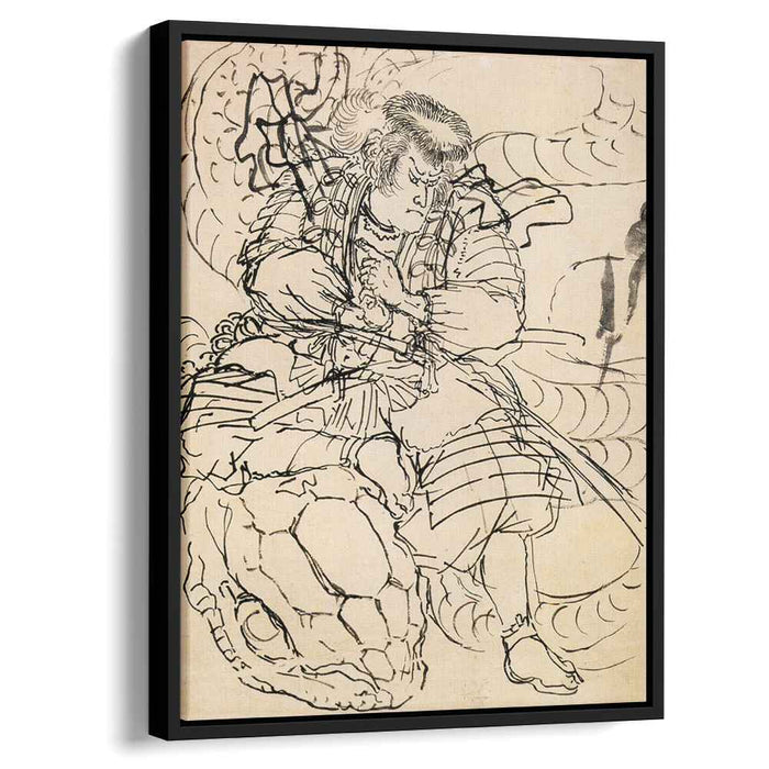 A samurai overwhelming a giant serpent by Utagawa Kuniyoshi