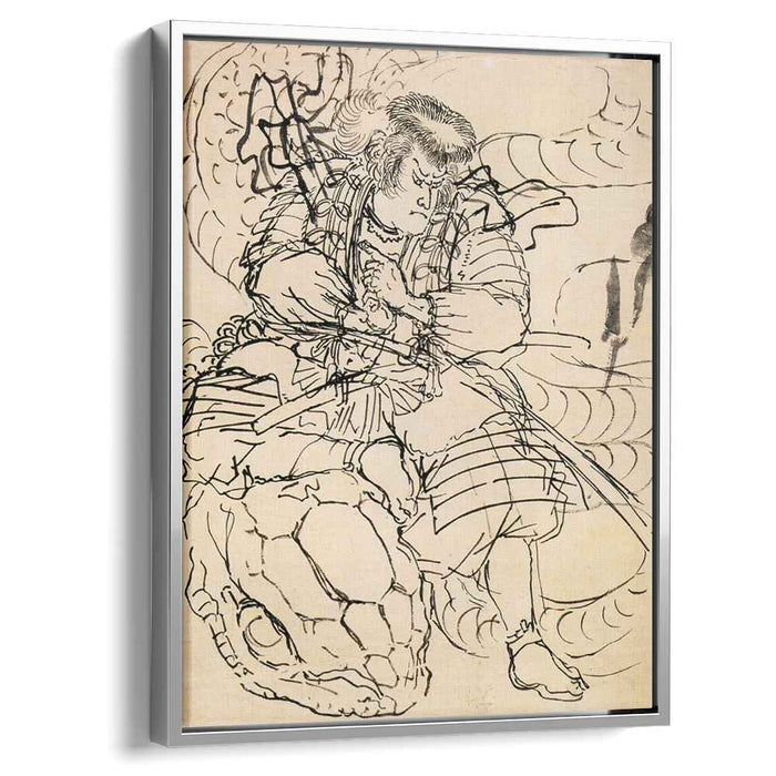 A samurai overwhelming a giant serpent by Utagawa Kuniyoshi