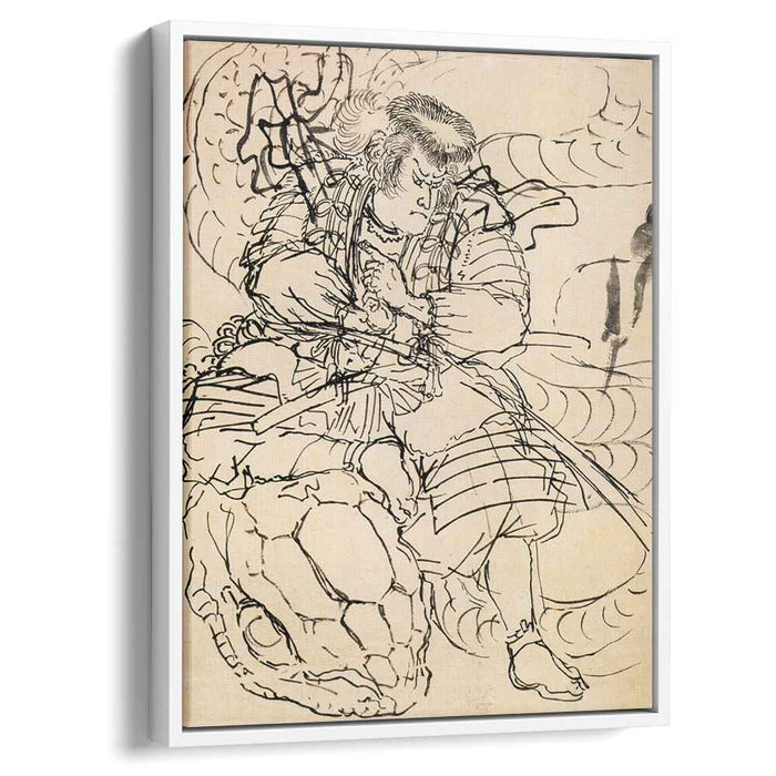 A samurai overwhelming a giant serpent by Utagawa Kuniyoshi