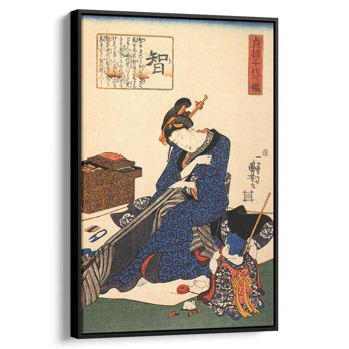 A seated woman sewing a kimono by Utagawa Kuniyoshi