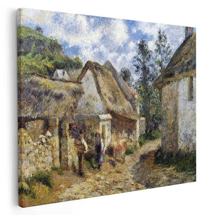 A Street in Auvers (Thatched Cottage and Cow) (1880) by Camille Pissarro
