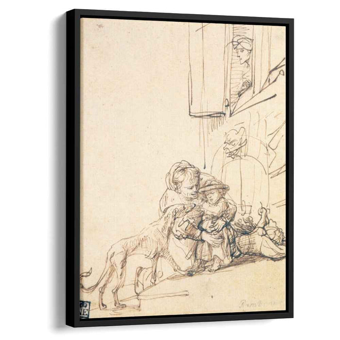 A Woman with a Child Frightened by a Dog (1636) by Rembrandt