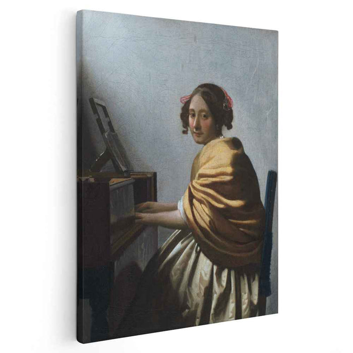A young woman seated at the virginals (A young woman seated at the virginal) (1672) by Johannes Vermeer