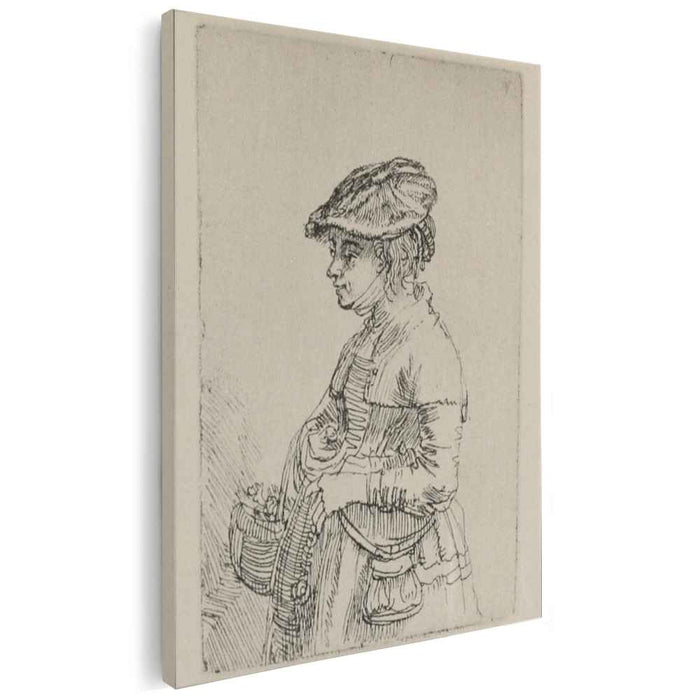 A Young Woman with a Basket (1642) by Rembrandt