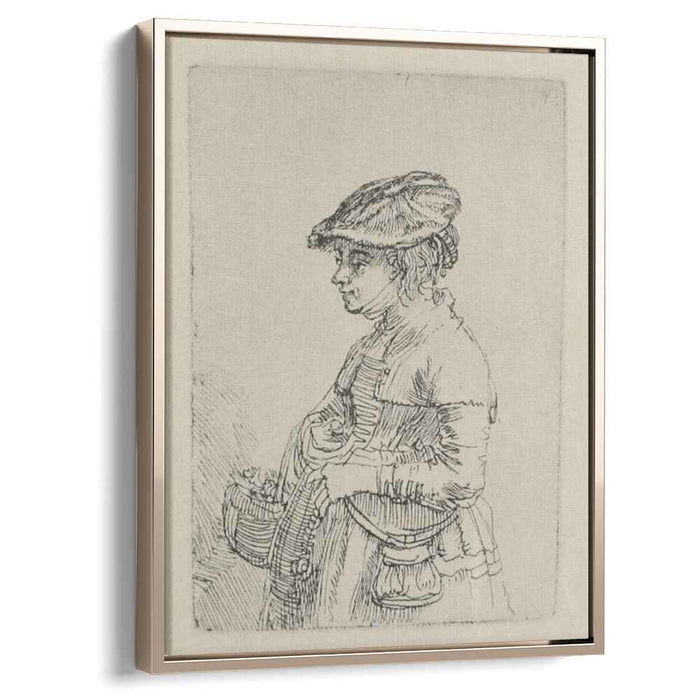 A Young Woman with a Basket (1642) by Rembrandt