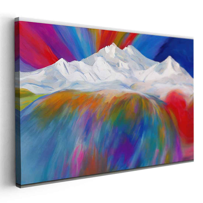 Chromatic Peaks Canvas: Colorful Mountain Landscape Canvas Art Print