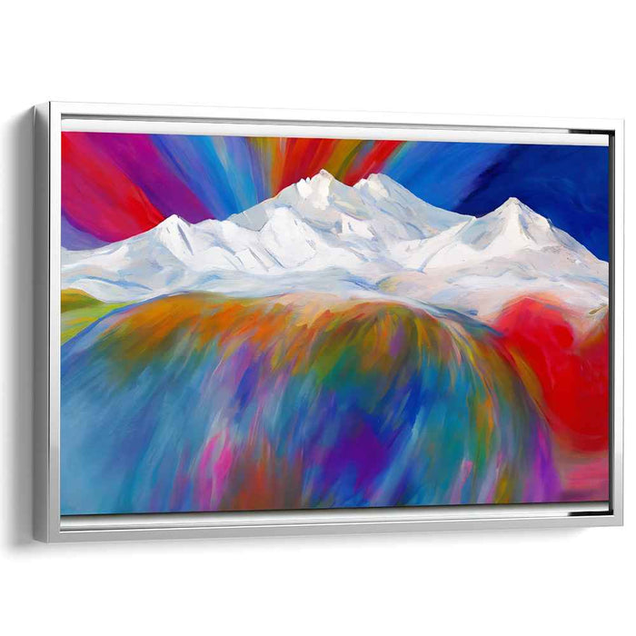 Chromatic Peaks Canvas: Colorful Mountain Landscape Canvas Art Print