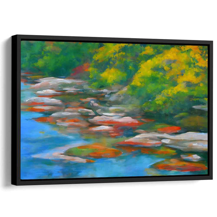Moonlit Waterscape: Luminous River Landscape Canvas Art