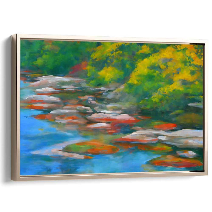 Moonlit Waterscape: Luminous River Landscape Canvas Art
