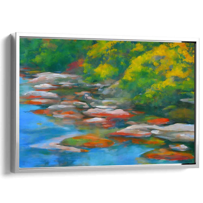 Moonlit Waterscape: Luminous River Landscape Canvas Art