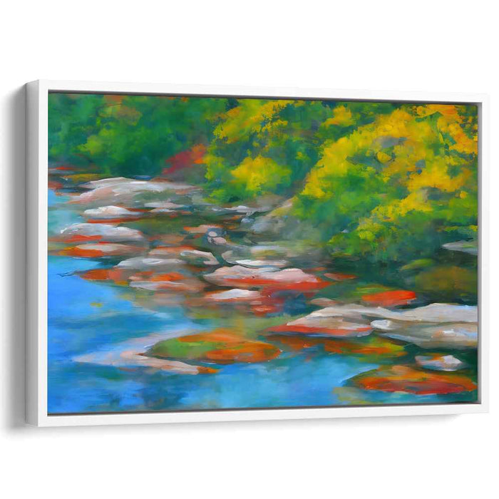 Moonlit Waterscape: Luminous River Landscape Canvas Art