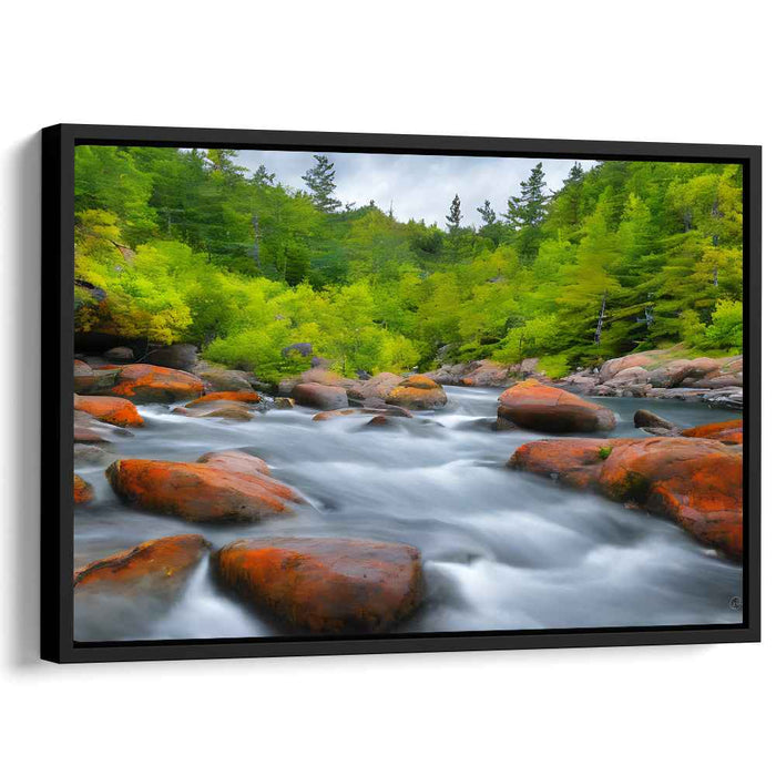 Wanderlust Symphony: Serene River and Lush Forest Canvas Art Print