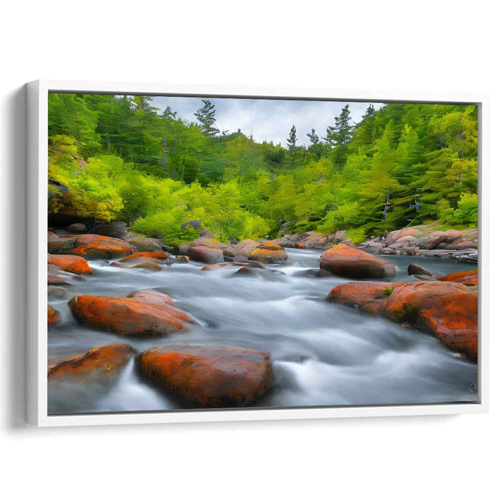Wanderlust Symphony: Serene River and Lush Forest Canvas Art Print