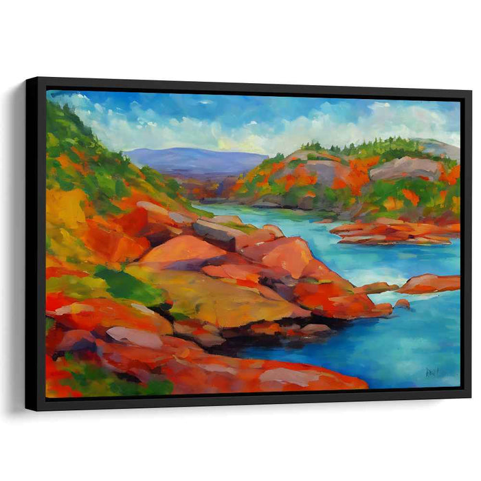 Autumn River Serenity: Vibrant Landscape Canvas Art Print