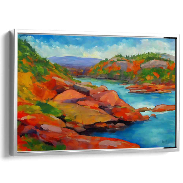 Autumn River Serenity: Vibrant Landscape Canvas Art Print
