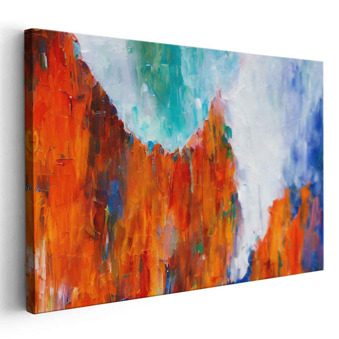 Mountain Soliloquy: Abstract Expressionist Mountain Landscape Canvas Art Print