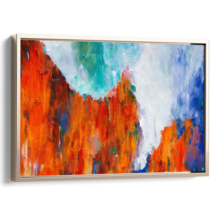 Mountain Soliloquy: Abstract Expressionist Mountain Landscape Canvas Art Print