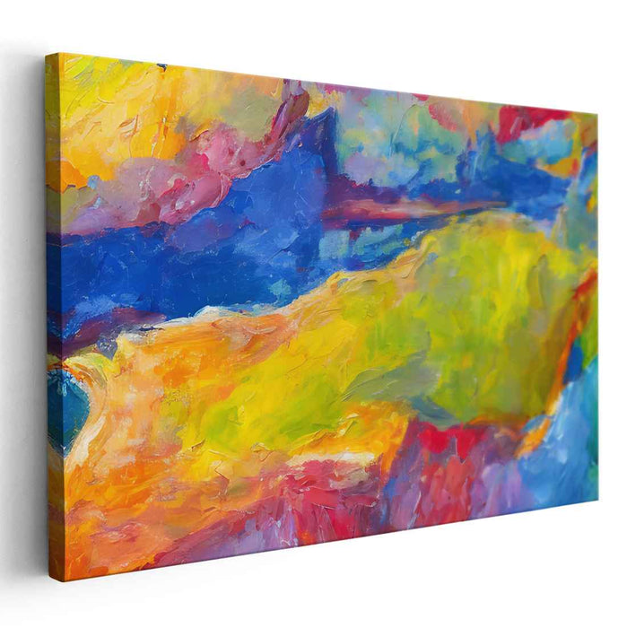 Chromatic Rapture: Abstract Expressionist Color Burst Canvas Art Print