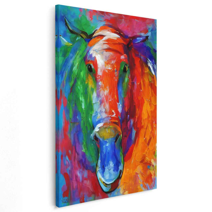 Vibrant Equine Expression: Colorful Horse Abstract Canvas Art