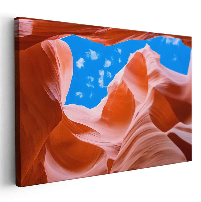 Crimson Echoes of Time: Vivid Red Sandstone Landscape Canvas Art