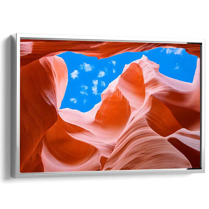 Crimson Echoes of Time: Vivid Red Sandstone Landscape Canvas Art