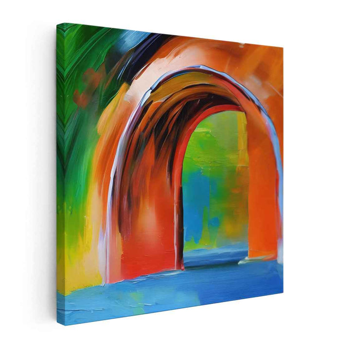 Gateway to Dreams: Vibrant Abstract Archway Canvas Art Print
