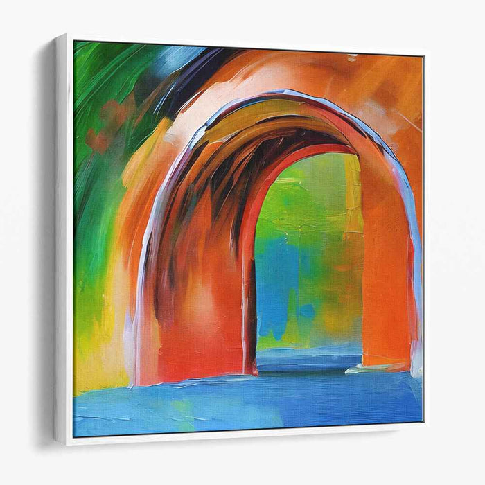 Gateway to Dreams: Vibrant Abstract Archway Canvas Art Print